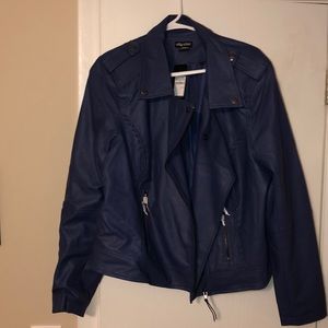 City chic blue leather Moto jacket